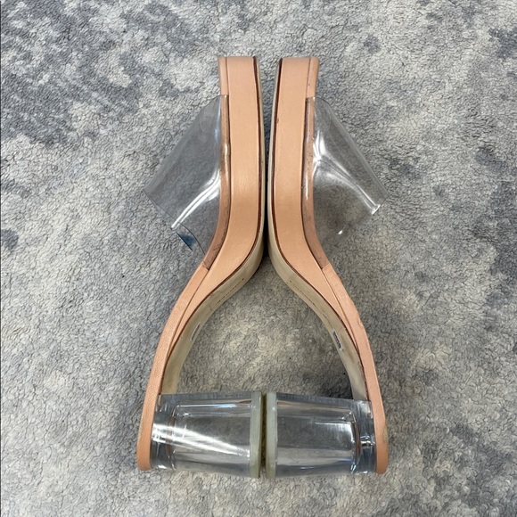 Larroude Jenn Lucite Heeled Mules Nude Beige Clear Sandals Cinderella Sz 10 - Picture 8 of 15